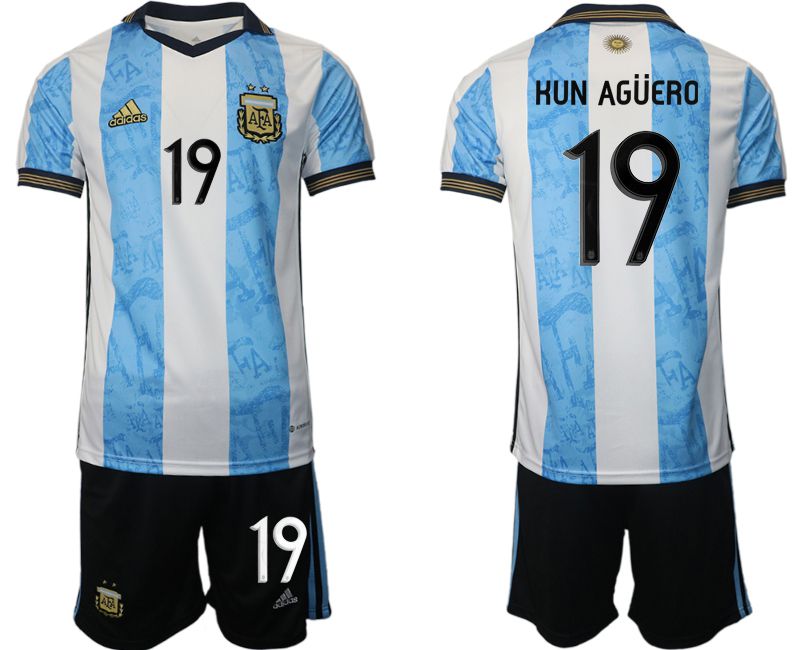 Men 2022 World Cup National Team Argentina home blue 19 Soccer Jersey